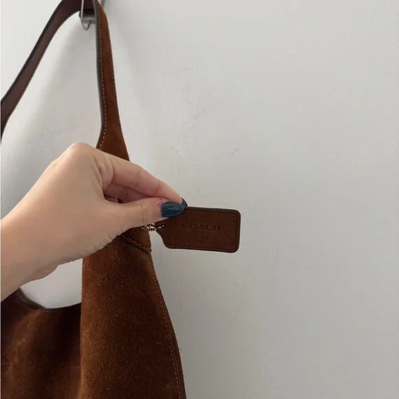 COACH Suede Brooklyn Shoulder Bag 39 in Warm Brown - Picture 6 of 13